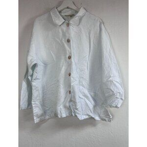 David Dart Womens White Button-Up Linen Shirt Jacket 2X Lightweight Lagenlook